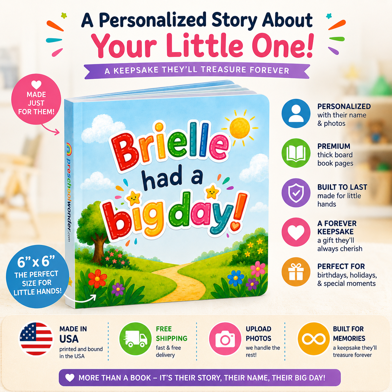 Personalized “Had A Big Day!” Board Book for Kids