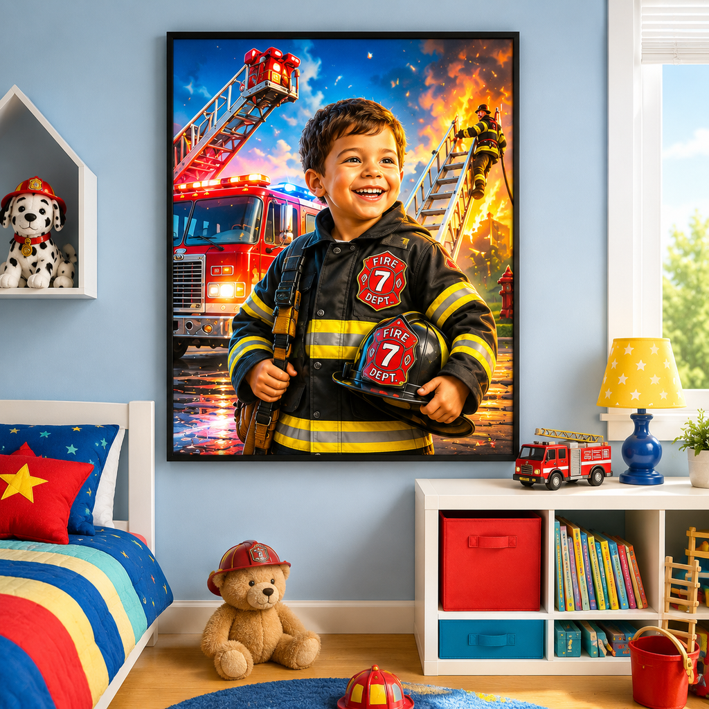MyHero™ Personalized Premium Framed Canvas - Firefighter
