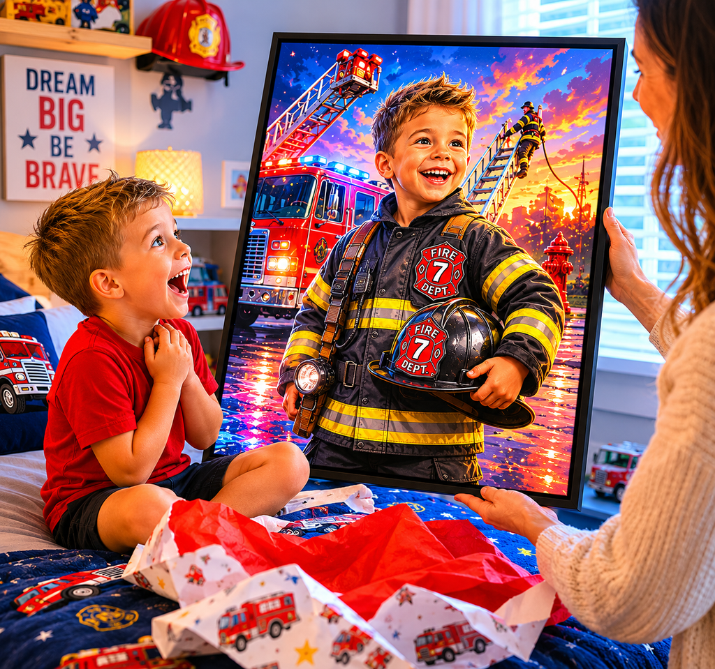 MyHero™ Personalized Premium Framed Canvas - Firefighter
